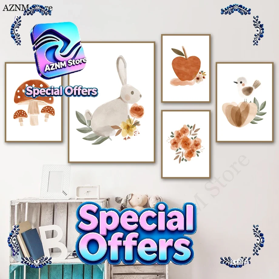 Baby Nursery Murals - لوحة جدارية فنية للأطفال بتصميم أزهار