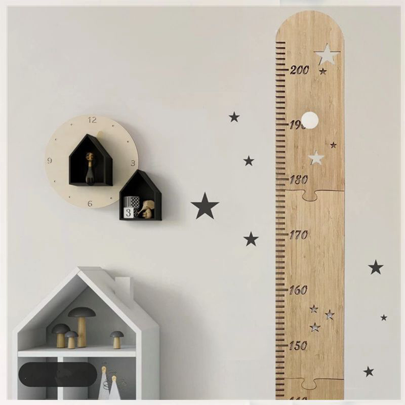 Baby Nursery Wall Mural - 5 أوراق الشمال خشبية الاطفال الارتفاع