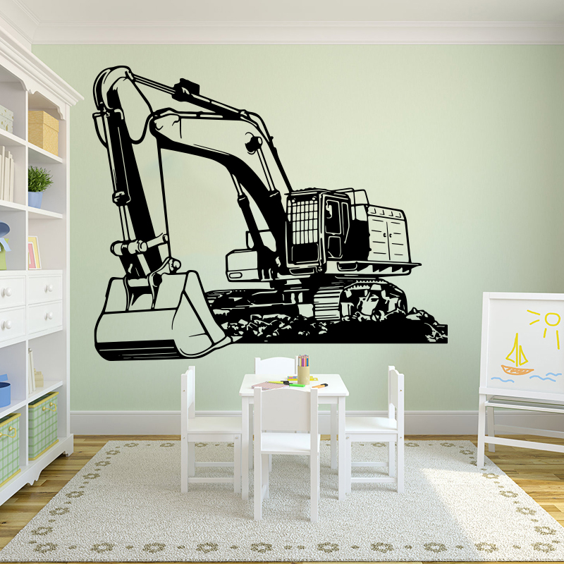 Baby Nursery Wall Mural - ملصق حائط كبير للمعدات الثقيلة والحفار