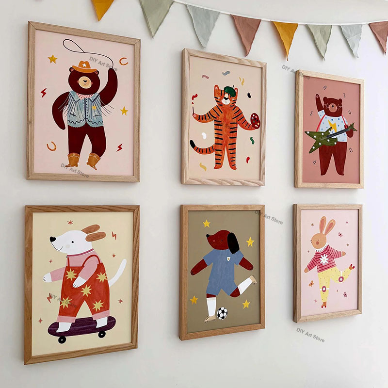 Baby Nursery Posters - لوحات فنية جدارية كرتونية مضحكة للحيوانات،