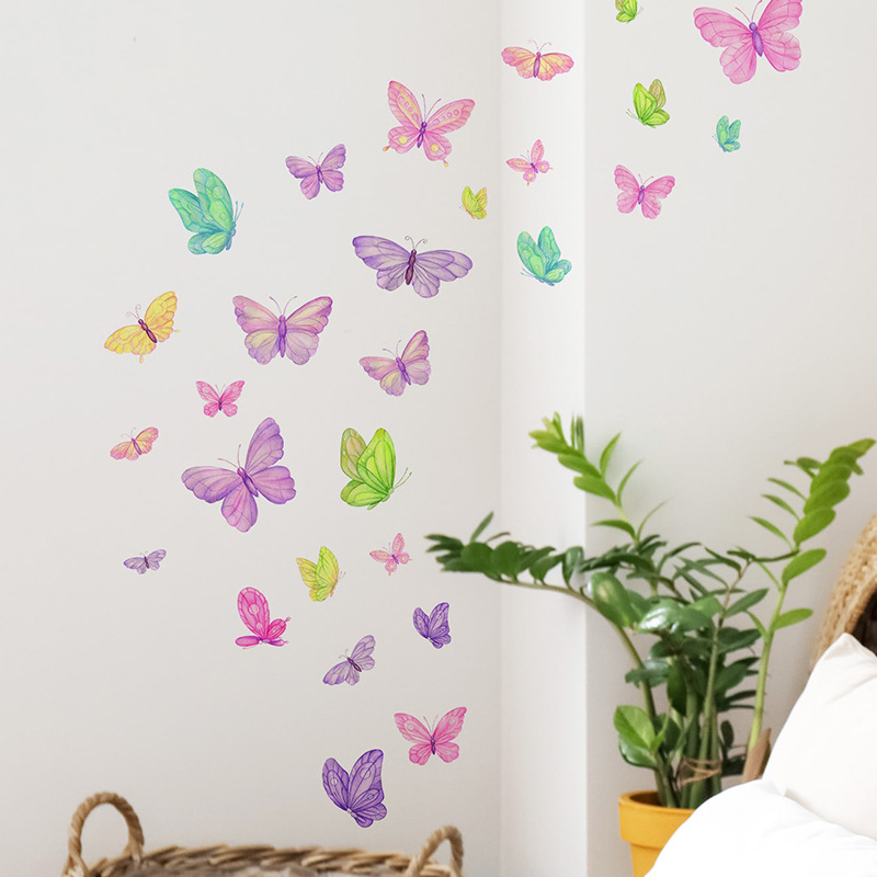 Baby Nursery Wall Mural - ملصقات حائط على شكل فراشة رومانسية