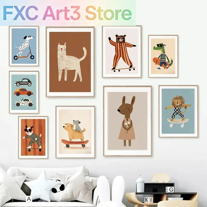 Baby Nursery Posters - لوحة فنية بدون إطار لحيوانات مضحكة