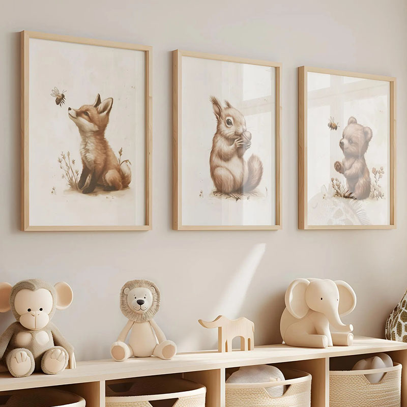 Baby Nursery Posters - ملصقات حائط على شكل دب وأرنب