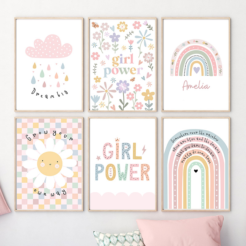 Baby Nursery Posters - زهرة الشمس قوس قزح سحابة القلب