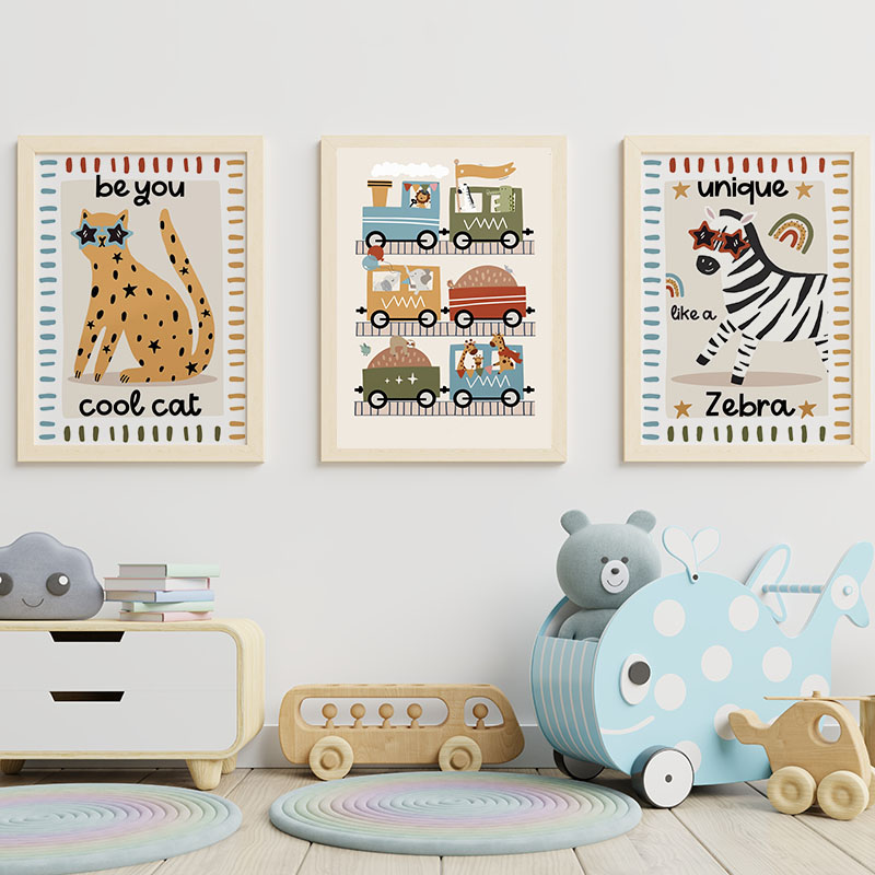 لوحات فنية جدارية كرتونية مضحك - مراجعة Baby Nursery Posters وسعره