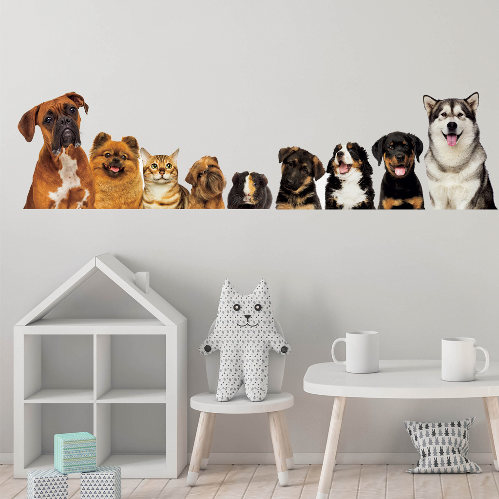 القطط لطيف والكلاب الجدار ملصق - مراجعة Baby Nursery Wall Mural وسعره