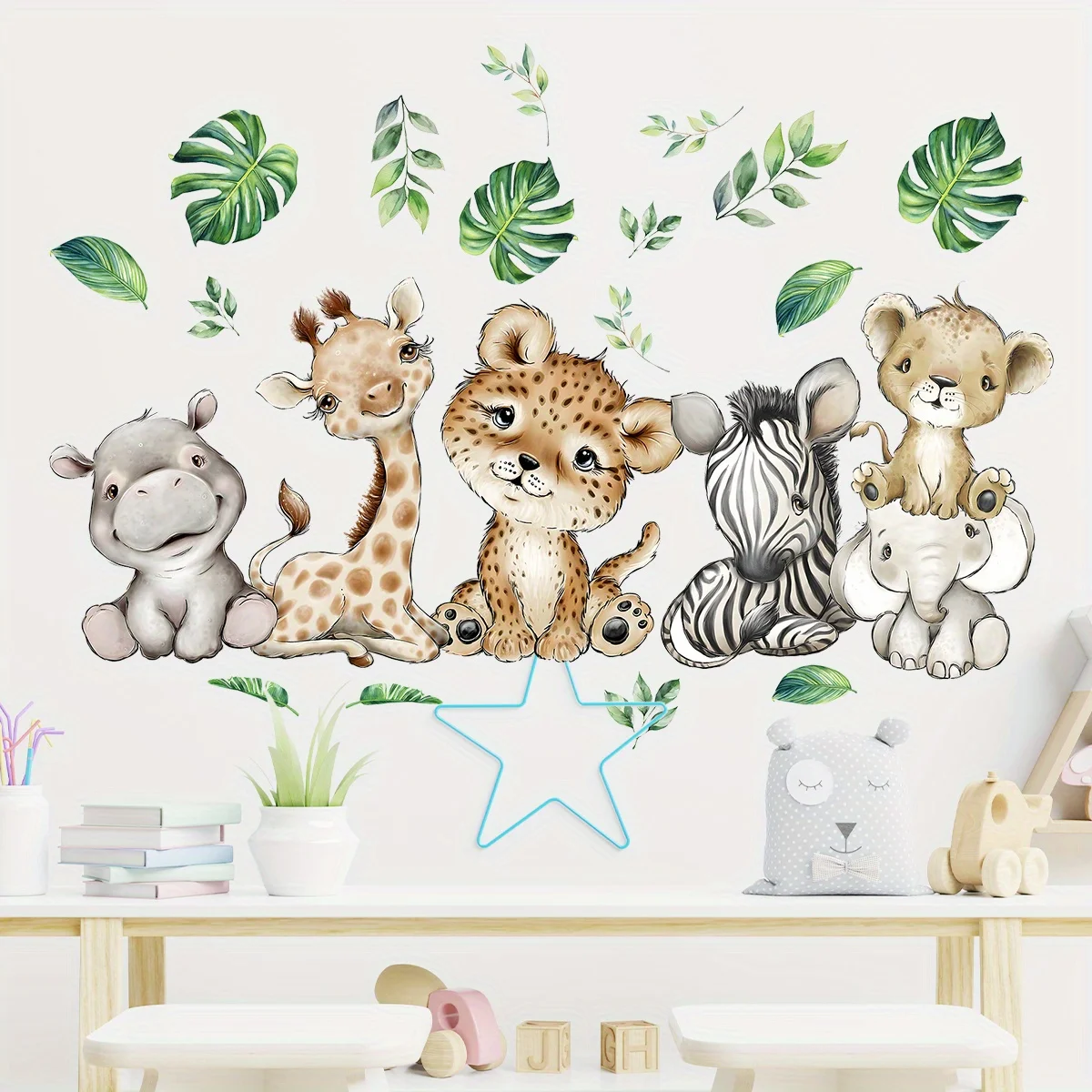 1 قطعة الكرتون لطيف فرس النهر  - مراجعة Baby Nursery Wall Mural وسعره