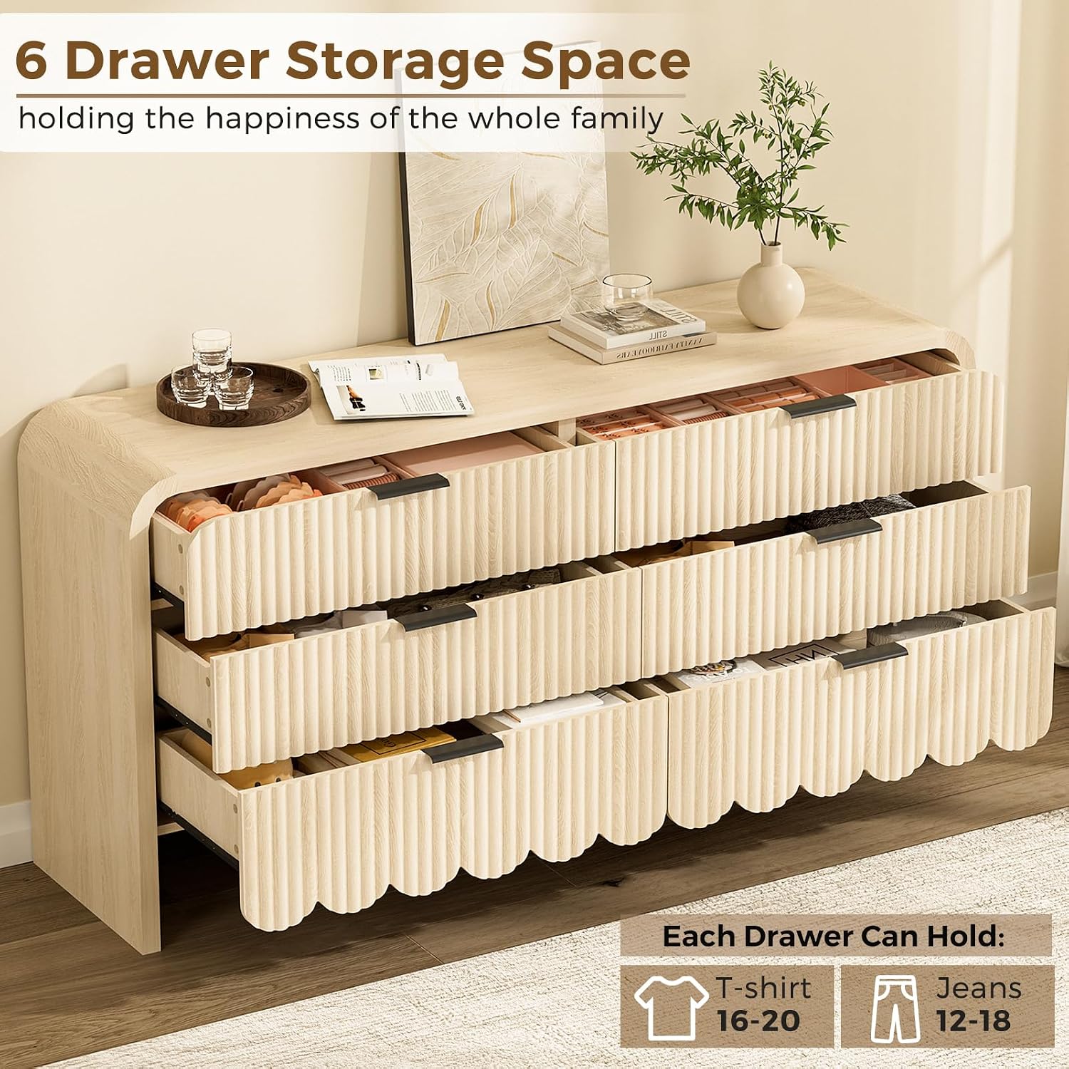 خزانة ملابس خشبية بـ 6 أدراج،  - مراجعة Baby Nursery Chest Of Drawers وسعره