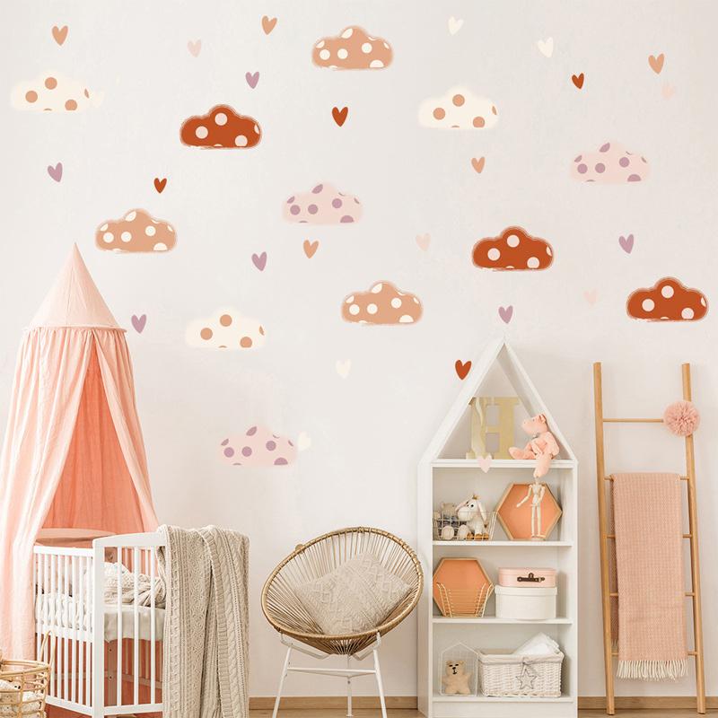 بوهو نمط الغيوم شكل قلب ملصقات - مراجعة Baby Nursery Murals وسعره