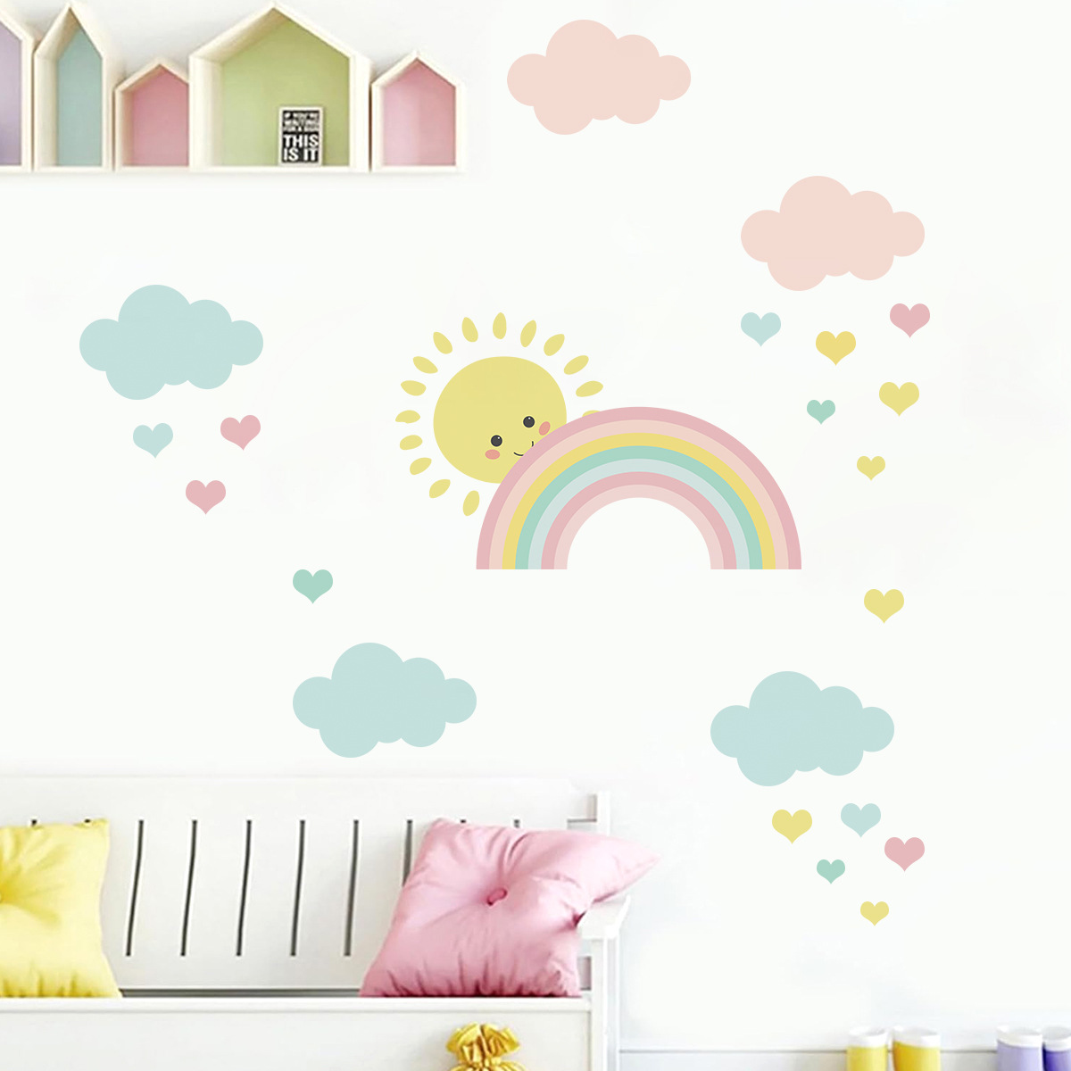 ملصقات جدارية كرتونية للشمس وا - مراجعة Baby Nursery Murals وسعره