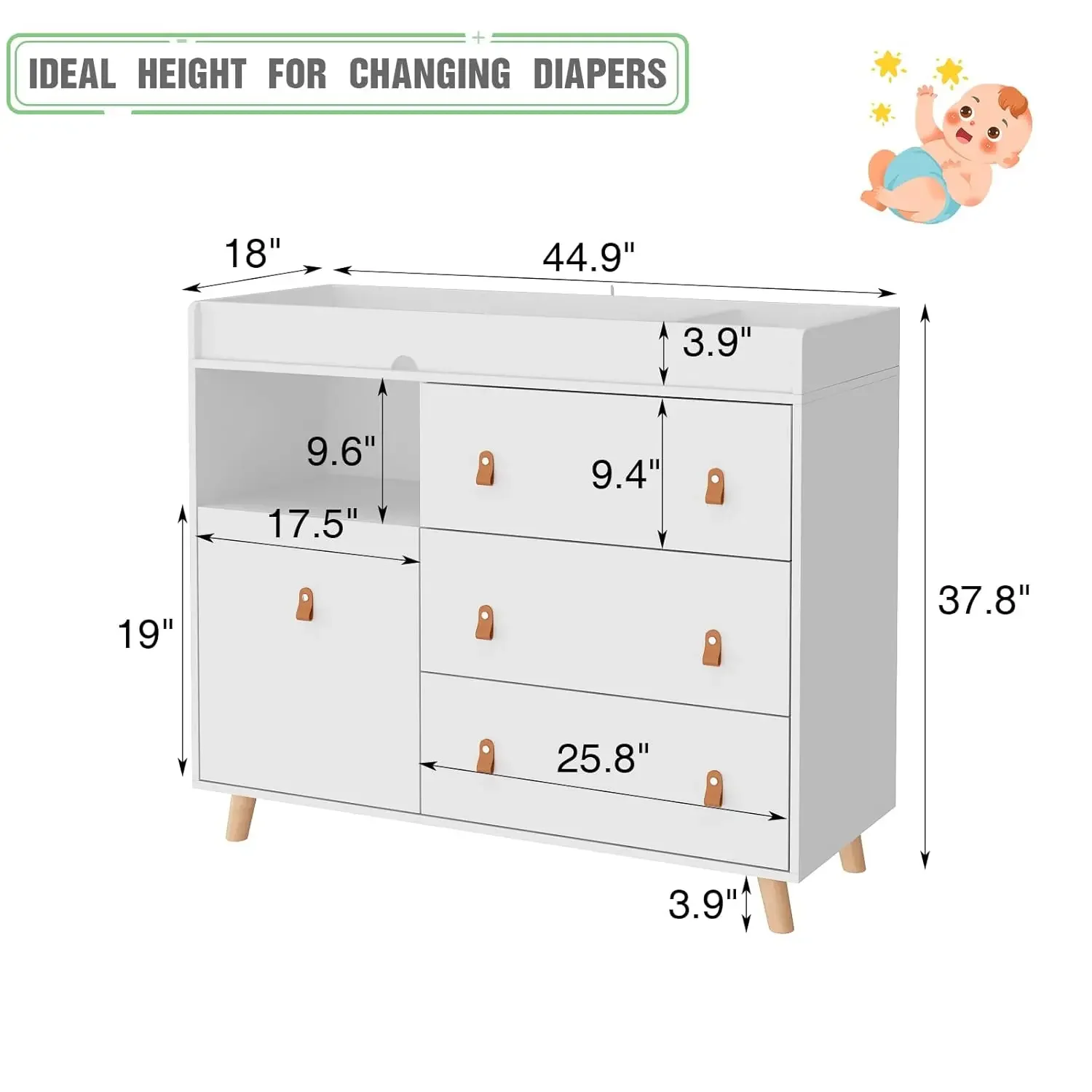 طاولة تغيير ملابس الأطفال مع أ - مراجعة Baby Nursery Chest Of Drawers وسعره