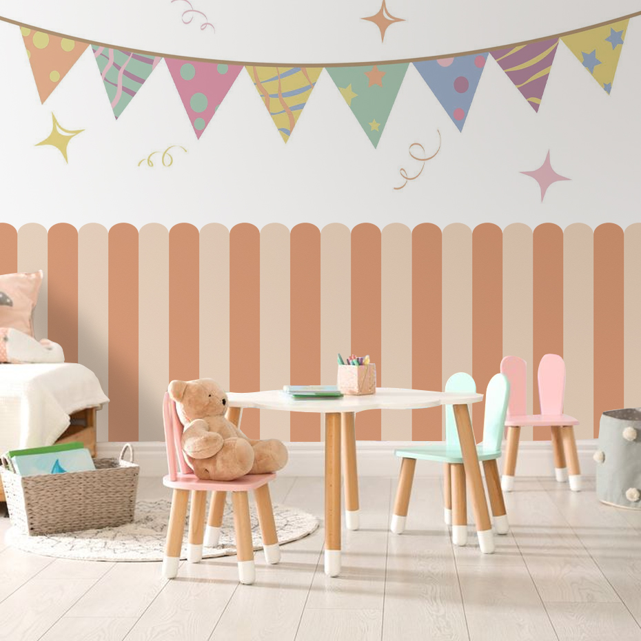متعدد الألوان عمودي مخطط قوس خ - مراجعة Baby Nursery Wall Mural وسعره
